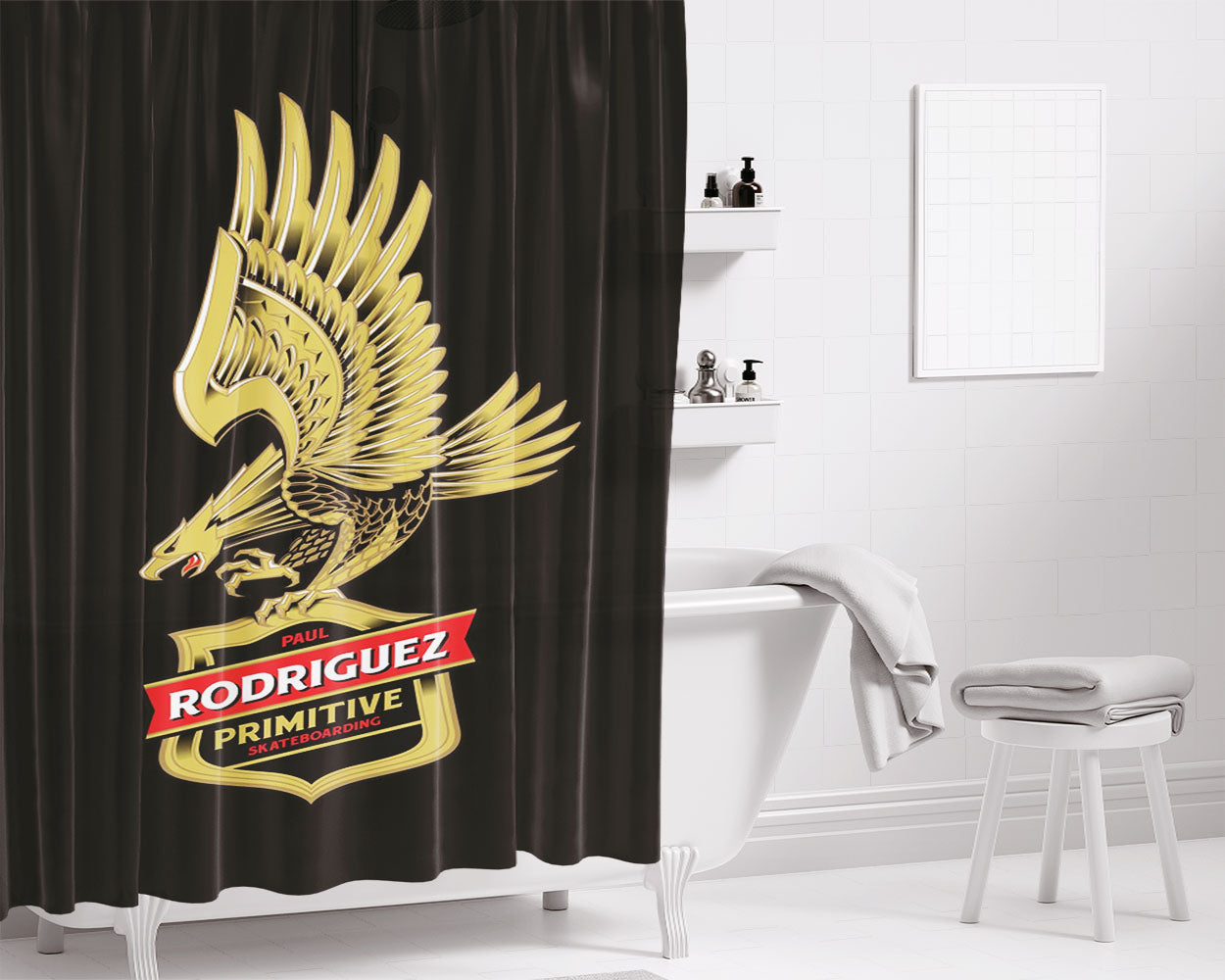 Primitive Skateboarding Paul Rodriguez Bathroom Shower Curtain Fabric Waterproof | 66 X 72 Inch