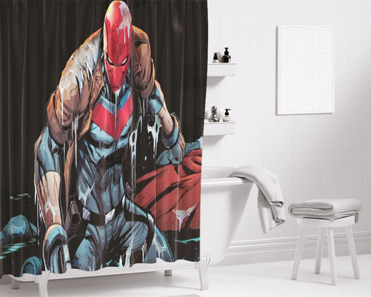 Red Hood Comics Bathroom Shower Curtain Fabric Waterproof | 66 X 72 Inch