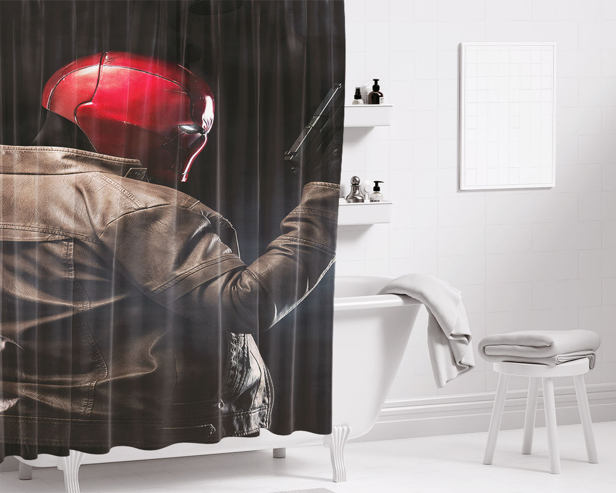 Red Hood Bathroom Shower Curtain Fabric Waterproof | 66 X 72 Inch