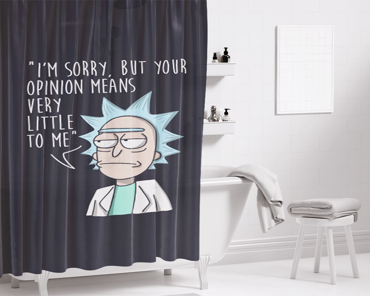 Rick Opinion Bathroom Shower Curtain Fabric Waterproof | 66 X 72 Inch