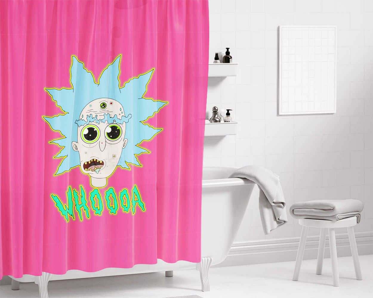 Rickedelic Bathroom Shower Curtain Fabric Waterproof | 66 X 72 Inch