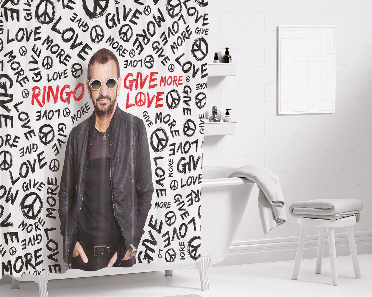 Ringo Starr Give More Love Bathroom Shower Curtain Fabric Waterproof | 66 X 72 Inch