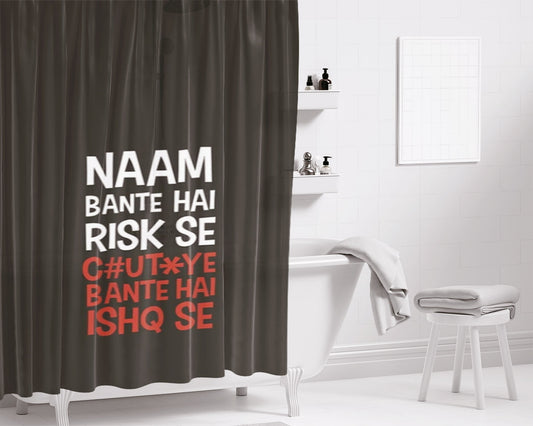 Risky Ishq Bathroom Shower Curtain Fabric Waterproof | 66 X 72 Inch