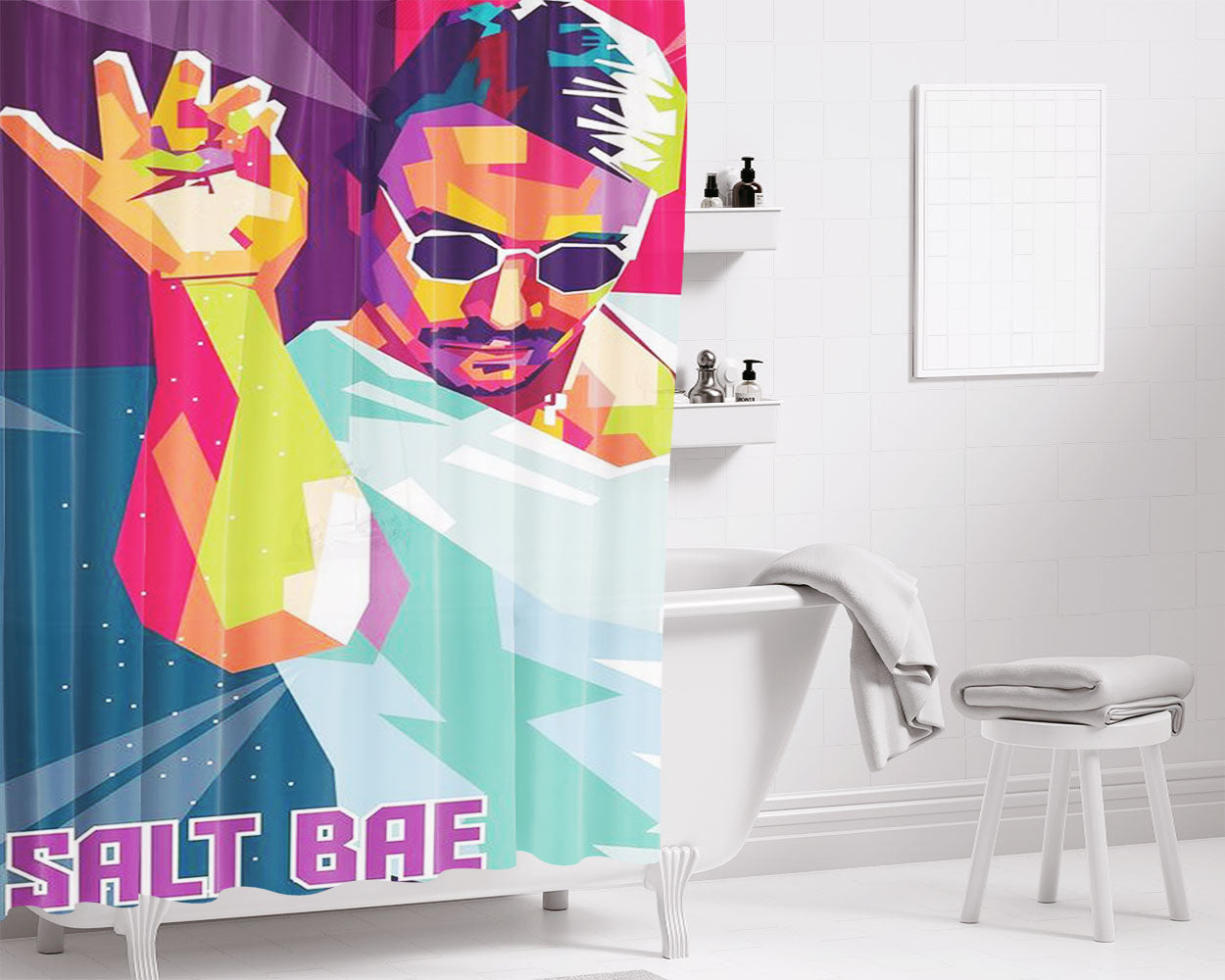 Salt Bae Bathroom Shower Curtain Fabric Waterproof | 66 X 72 Inch