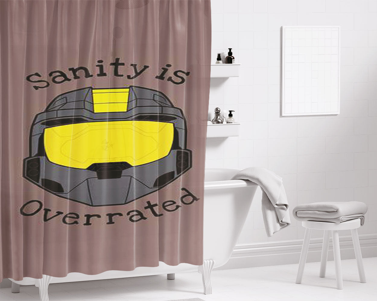 Sanity Is Overrated Halo Bathroom Shower Curtain Fabric Waterproof | 66 X 72 Inch