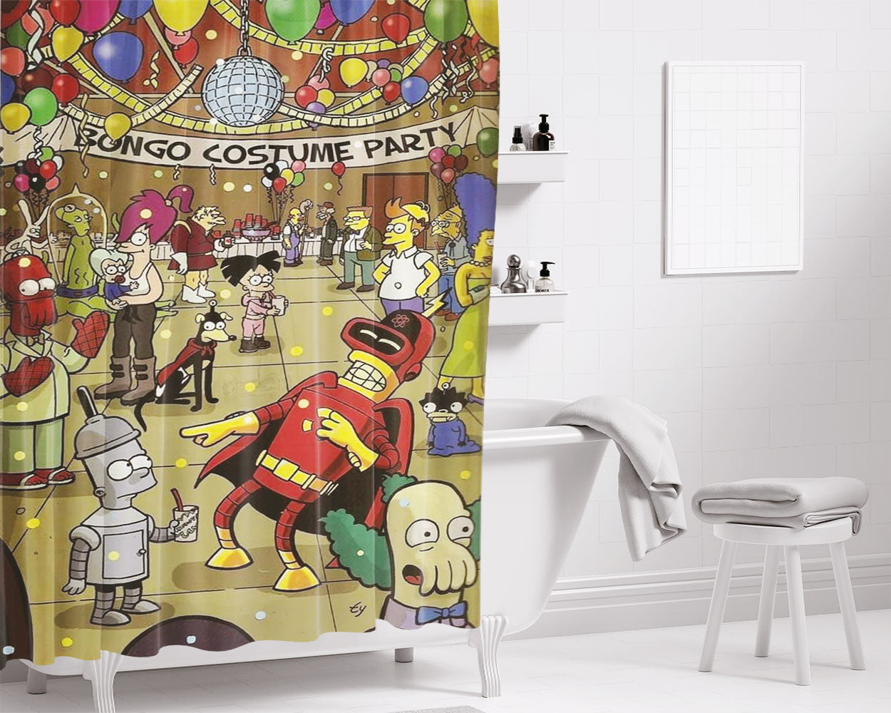 Simpsorama Bathroom Shower Curtain Fabric Waterproof | 66 X 72 Inch