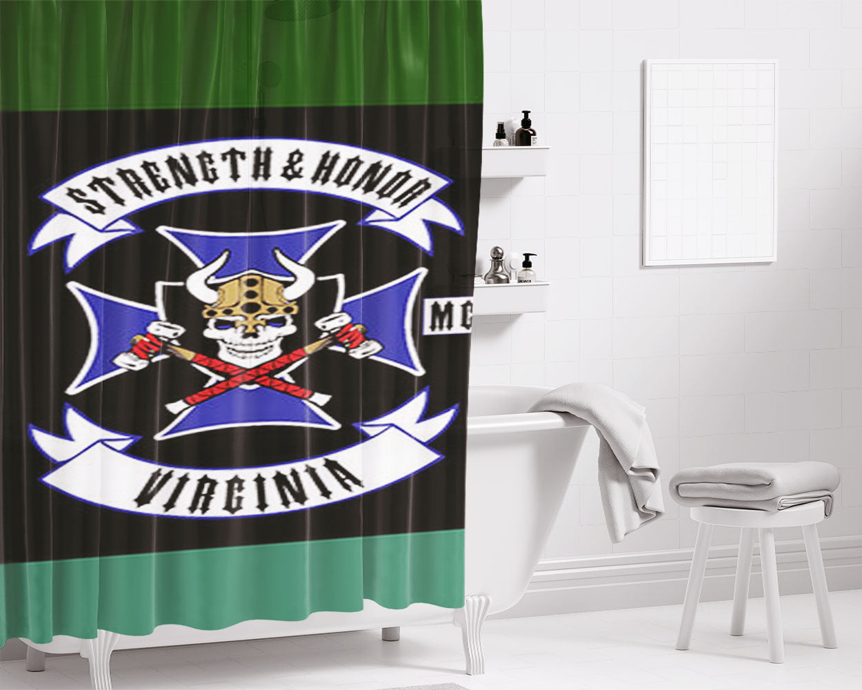 Strengt & Honor Virginia Bathroom Shower Curtain Fabric Waterproof | 66 X 72 Inch