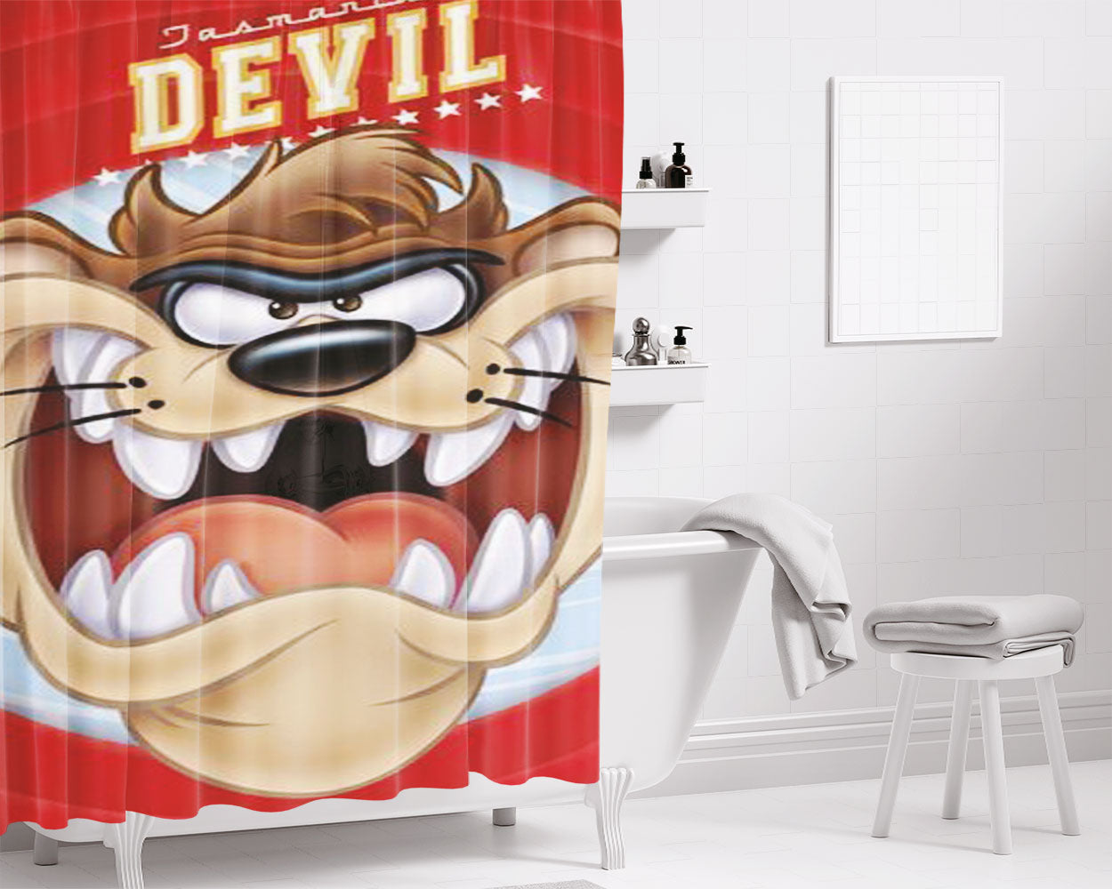 Tasmanian Devil Bathroom Shower Curtain Fabric Waterproof | 66 X 72 Inch