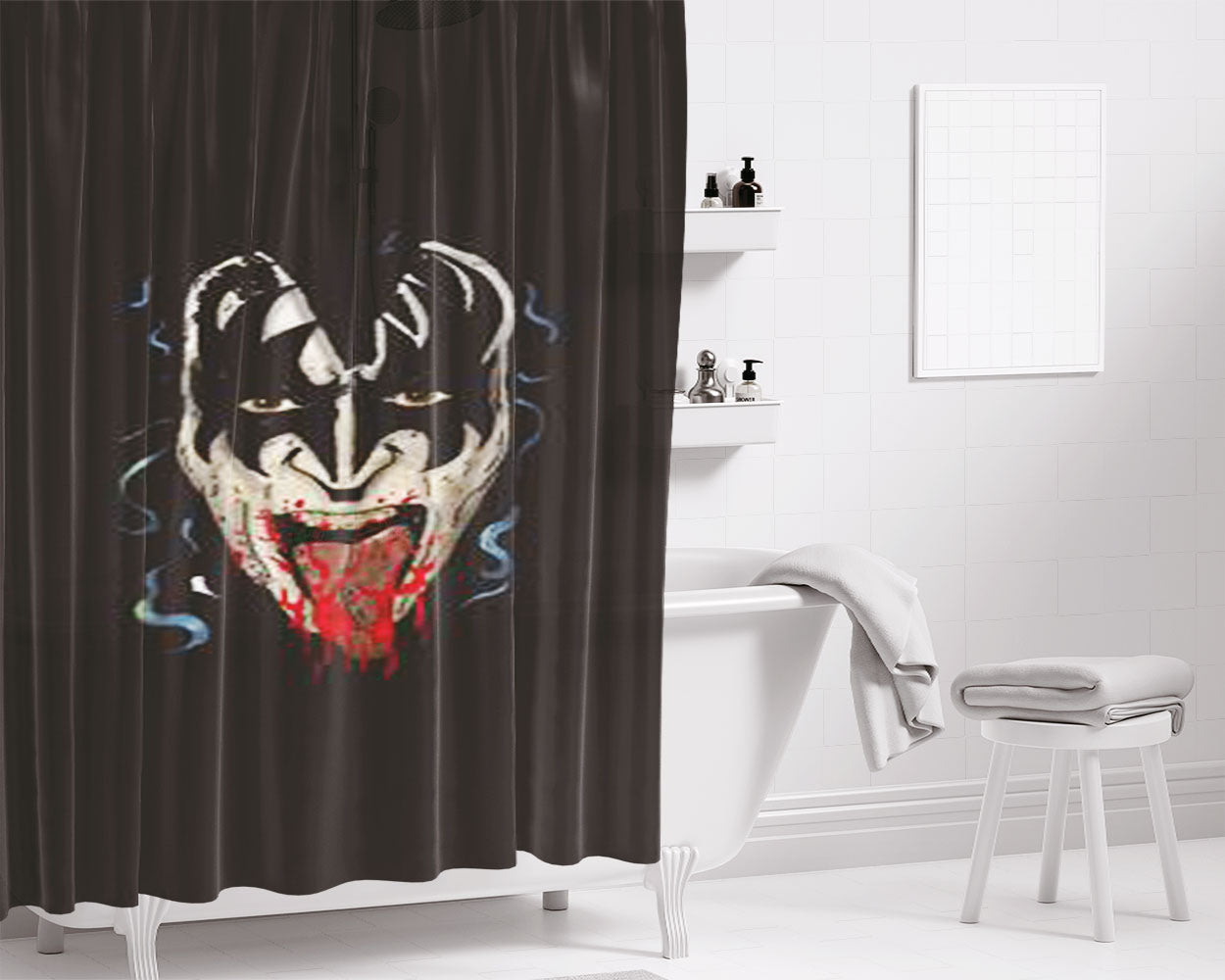 The Demon Gene Simmons Bathroom Shower Curtain Fabric Waterproof | 66 X 72 Inch