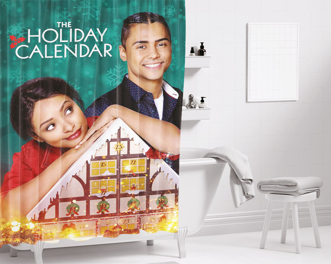 The Holiday Calendar Bathroom Shower Curtain Fabric Waterproof | 66 X 72 Inch