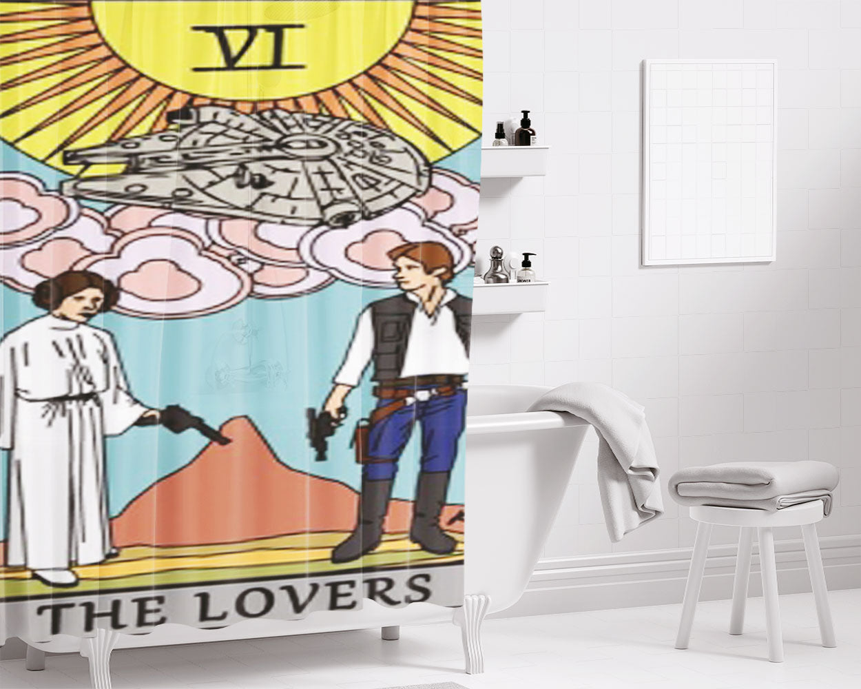 The Lovers - Tarot Card Bathroom Shower Curtain Fabric Waterproof | 66 X 72 Inch