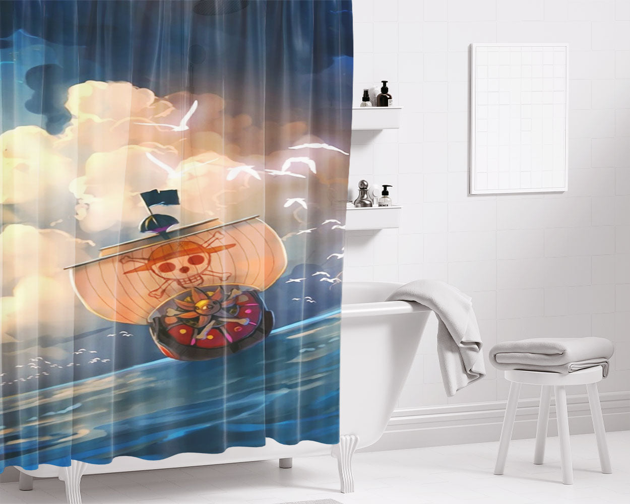 Thousand Sunny Bathroom Shower Curtain Fabric Waterproof | 66 X 72 Inch