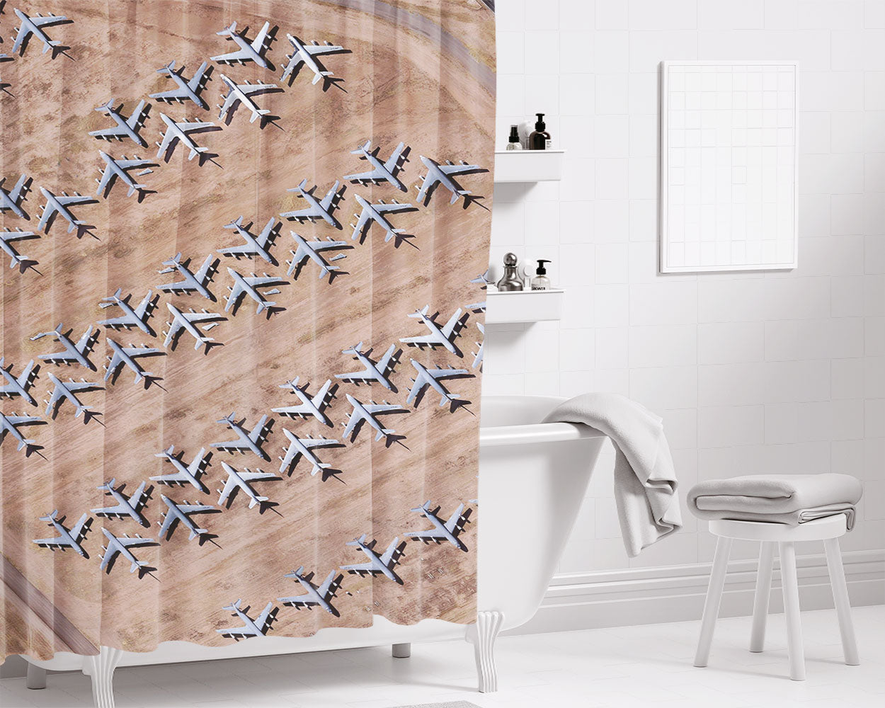 Us Air Force Planes Bathroom Shower Curtain Fabric Waterproof | 66 X 72 Inch