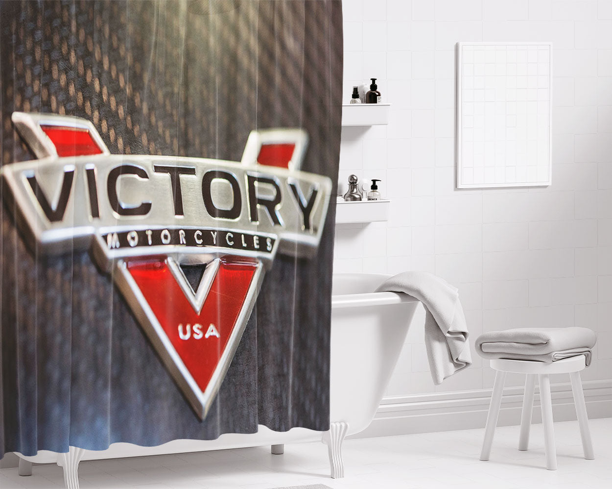 Victory Motorcycle Logo Bathroom Shower Curtain Fabric Waterproof | 66 X 72 Inch