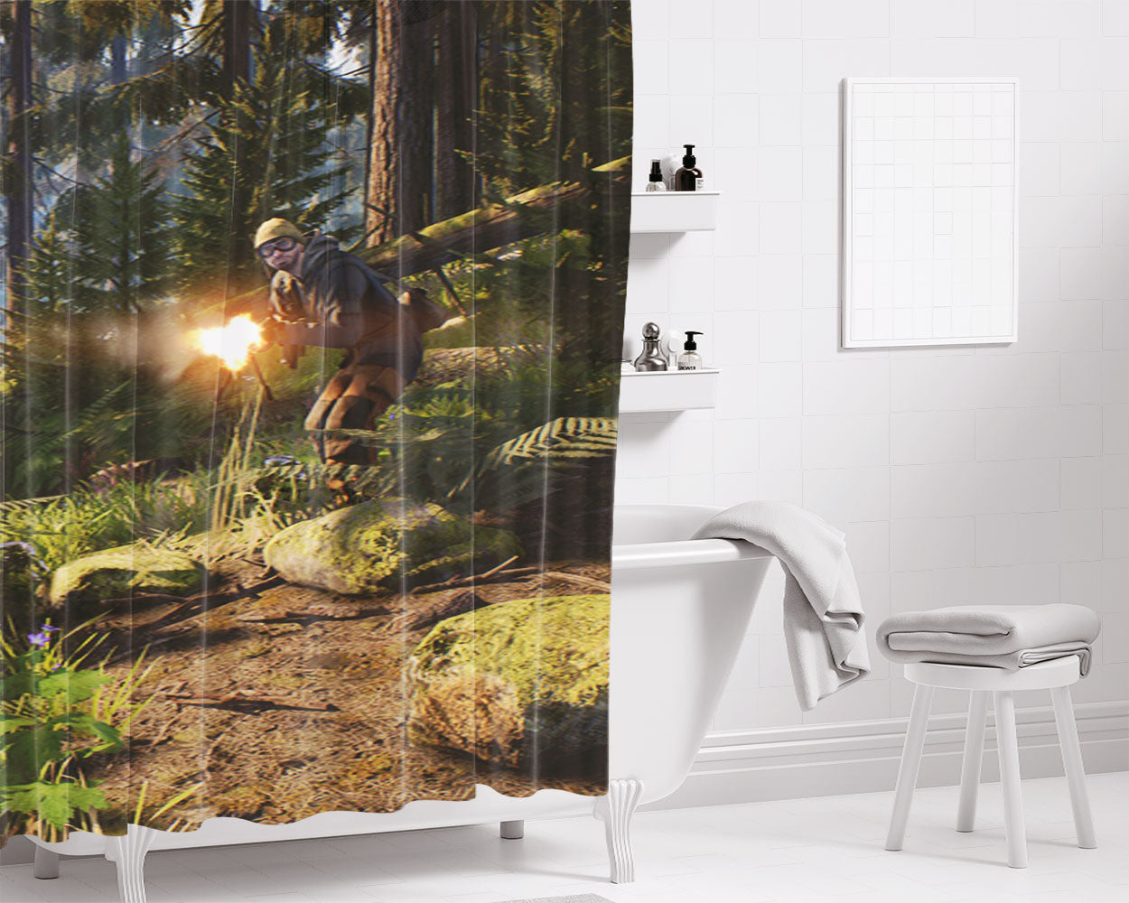 Vigor Games Hidden Bathroom Shower Curtain Fabric Waterproof | 66 X 72 Inch