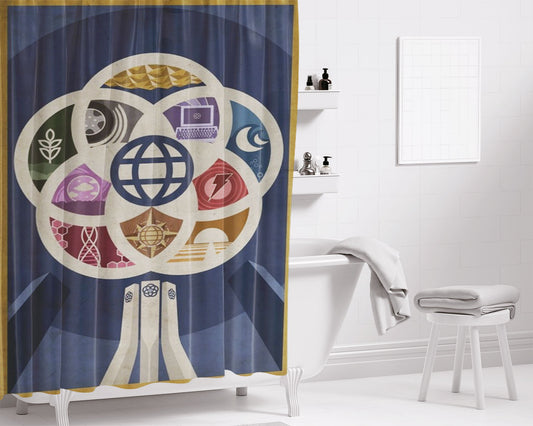 Vintage Epcot-I Bathroom Shower Curtain Fabric Waterproof | 66 X 72 Inch