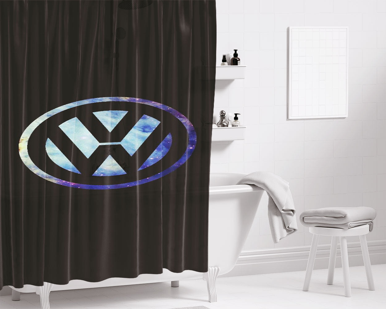 Vw Logo 2 Bathroom Shower Curtain Fabric Waterproof | 66 X 72 Inch