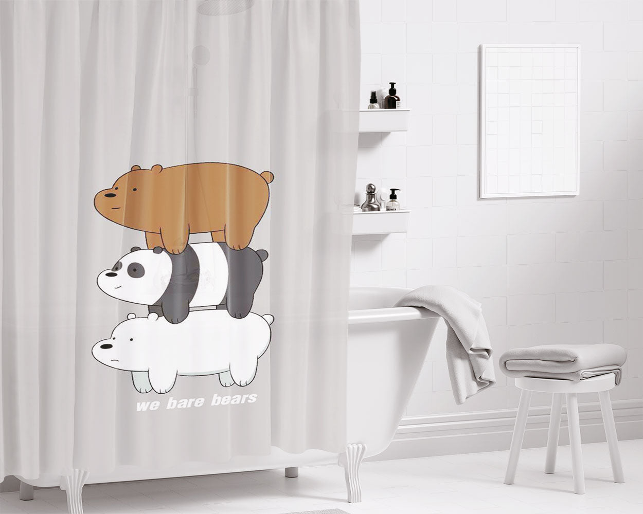 We Are Bears Orange Bathroom Shower Curtain Fabric Waterproof | 66 X 72 Inch