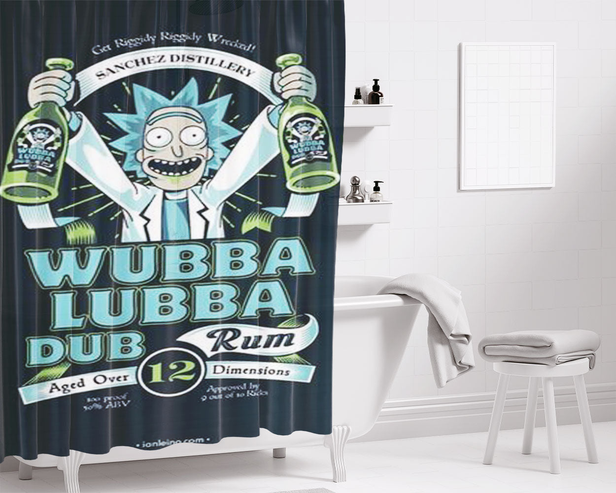 Wubba Rum Bathroom Shower Curtain Fabric Waterproof | 66 X 72 Inch