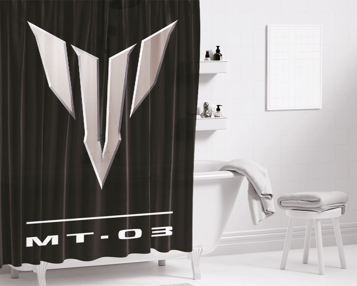 Yamaha Mt Logo Bathroom Shower Curtain Fabric Waterproof | 66 X 72 Inch