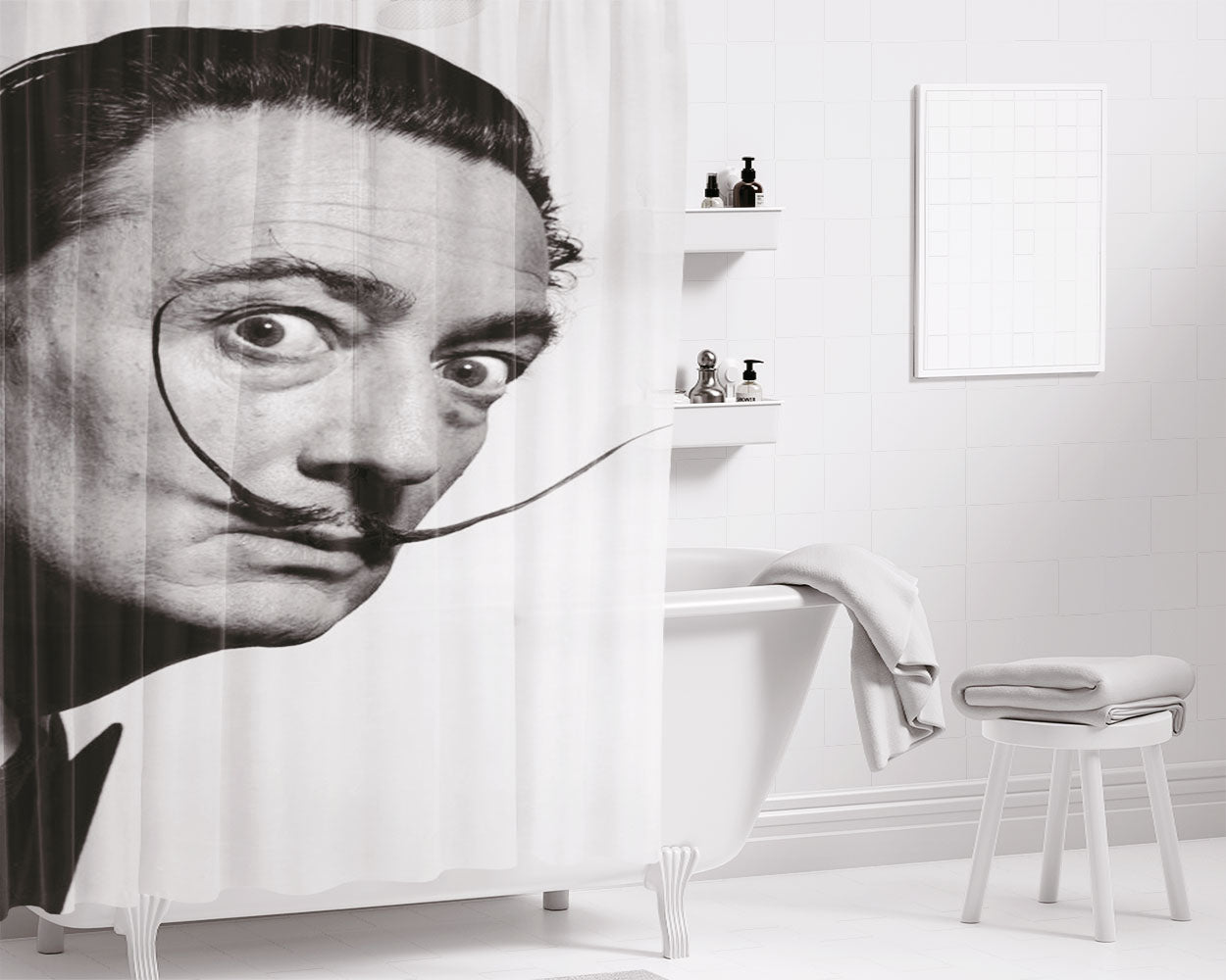 Salvador Dali Mustache Bathroom Shower Curtain Fabric Waterproof | 66 X 72 Inch