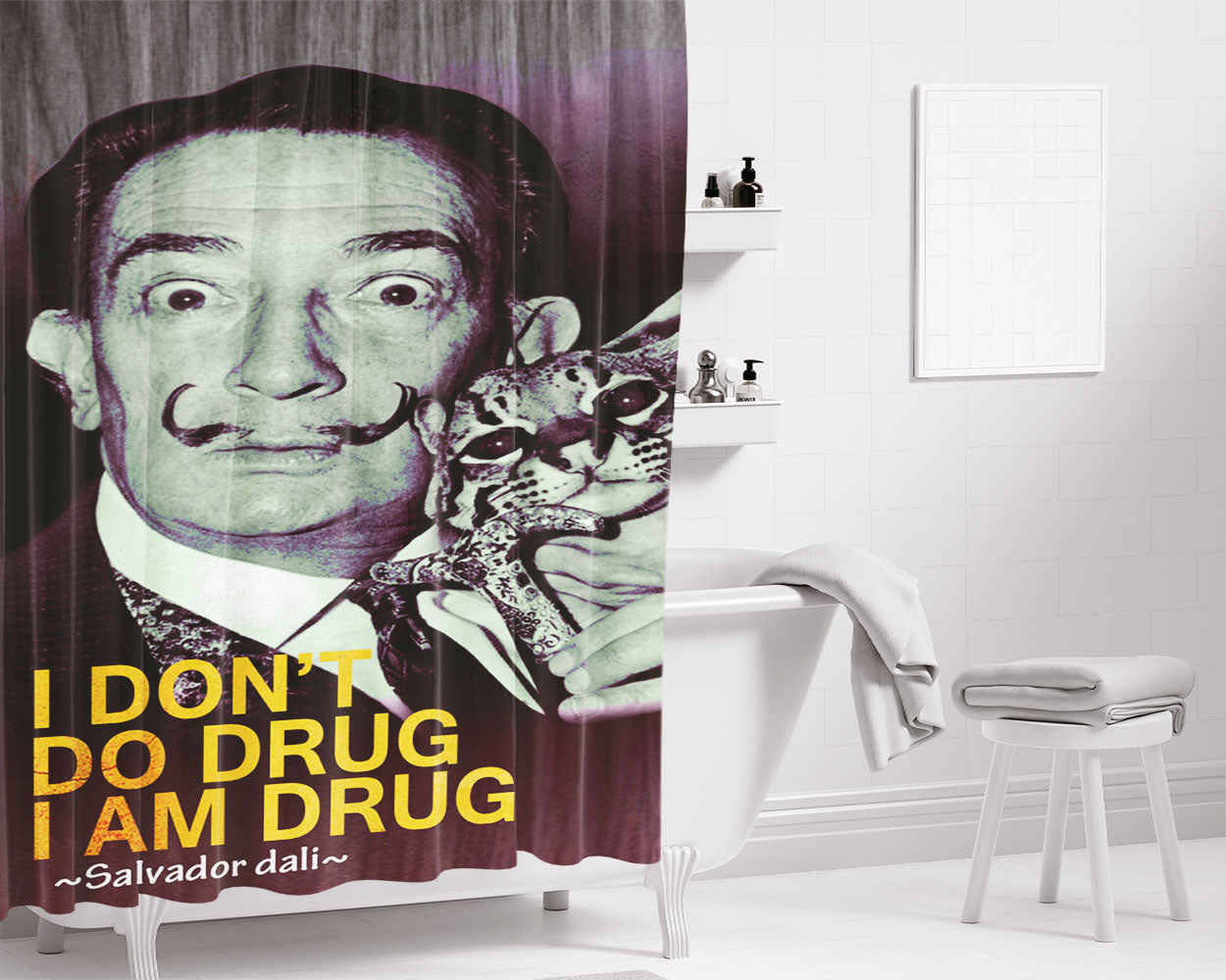 Salvador Dali Bathroom Shower Curtain Fabric Waterproof | 66 X 72 Inch