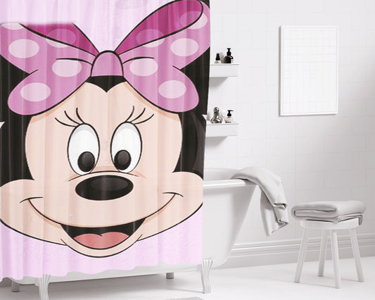 Minnie Mouse Bathroom Shower Curtain Fabric Waterproof | 66 X 72 Inch