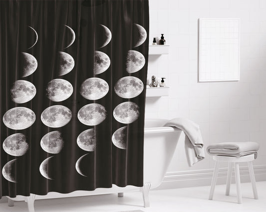 Moon Phases Bathroom Shower Curtain Fabric Waterproof | 66 X 72 Inch