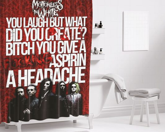 Motionles In White Bathroom Shower Curtain Fabric Waterproof | 66 X 72 Inch