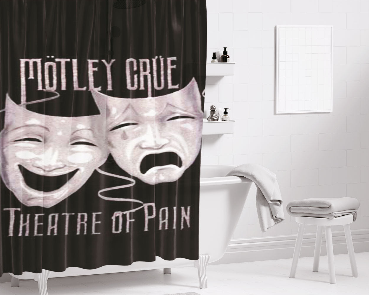 Motley Crue Theatre Of Pain Bathroom Shower Curtain Fabric Waterproof | 66 X 72 Inch