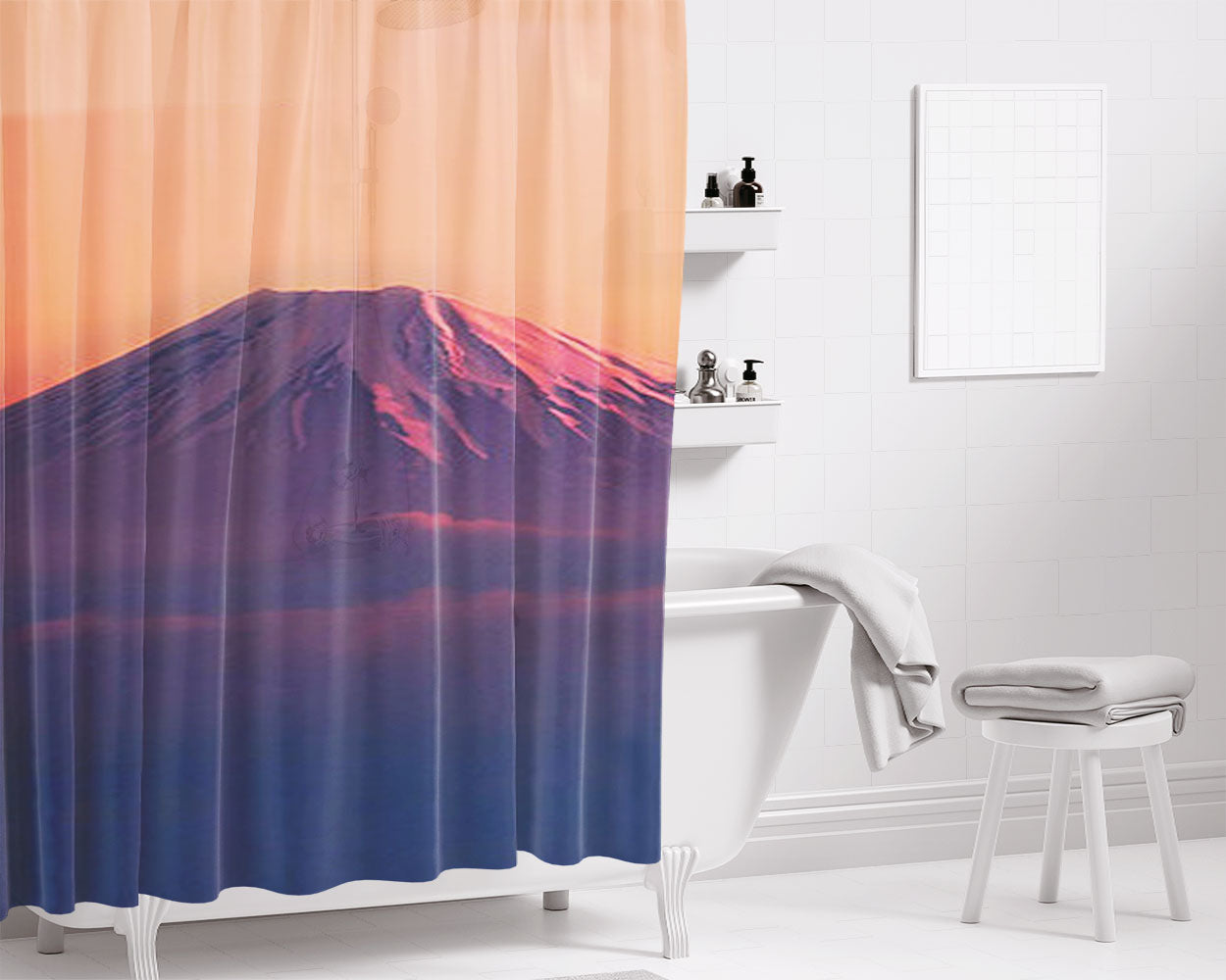 Mountain Bathroom Shower Curtain Fabric Waterproof | 66 X 72 Inch