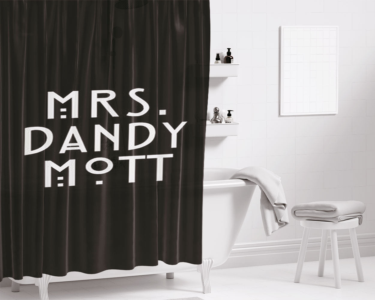 Mrs Dandy Mott Bathroom Shower Curtain Fabric Waterproof | 66 X 72 Inch