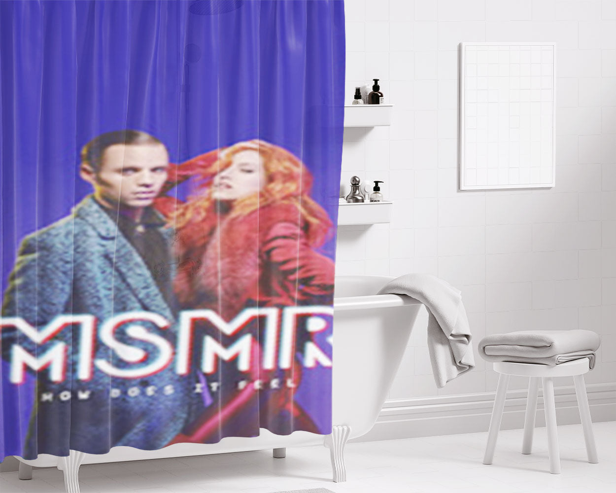 Ms Mr Bathroom Shower Curtain Fabric Waterproof | 66 X 72 Inch