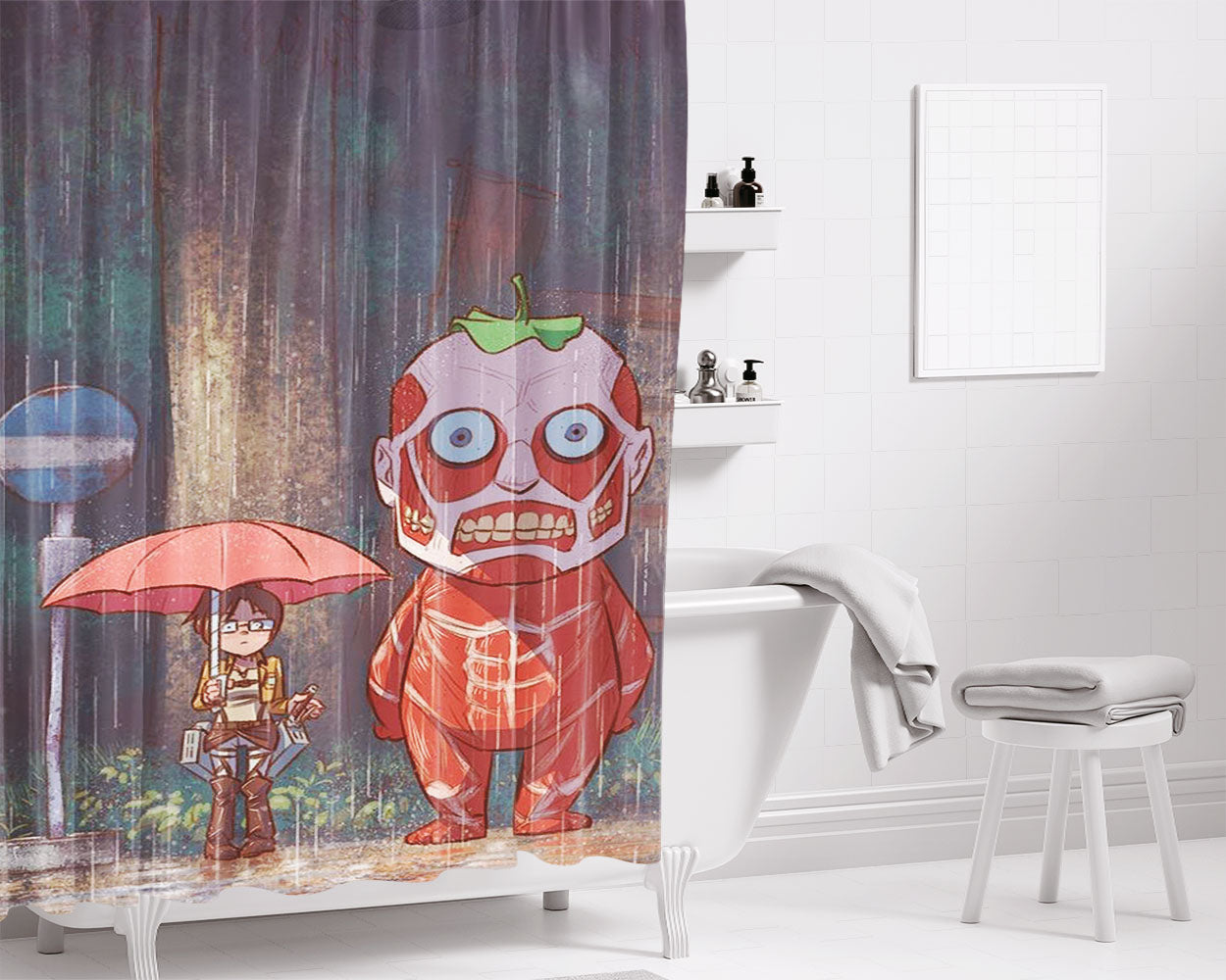 My Nighbor Titan Bathroom Shower Curtain Fabric Waterproof | 66 X 72 Inch