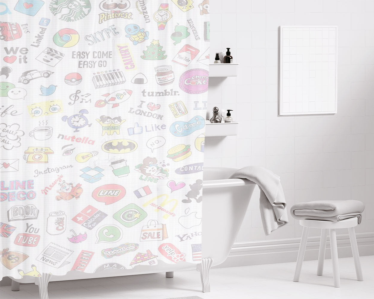 My Sun Brand Bathroom Shower Curtain Fabric Waterproof | 66 X 72 Inch