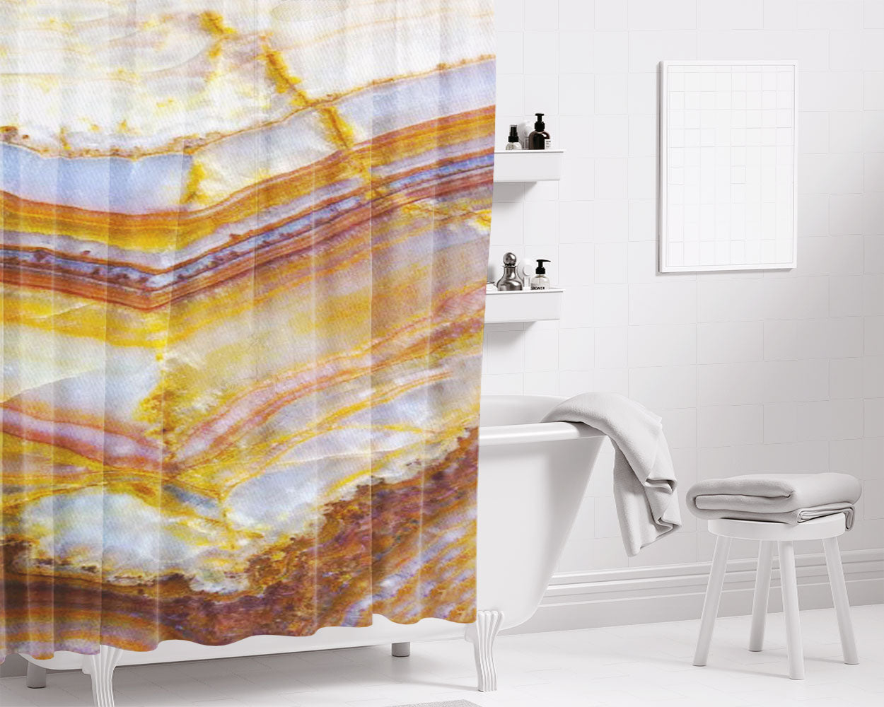 Mystic Stone Bathroom Shower Curtain Fabric Waterproof | 66 X 72 Inch