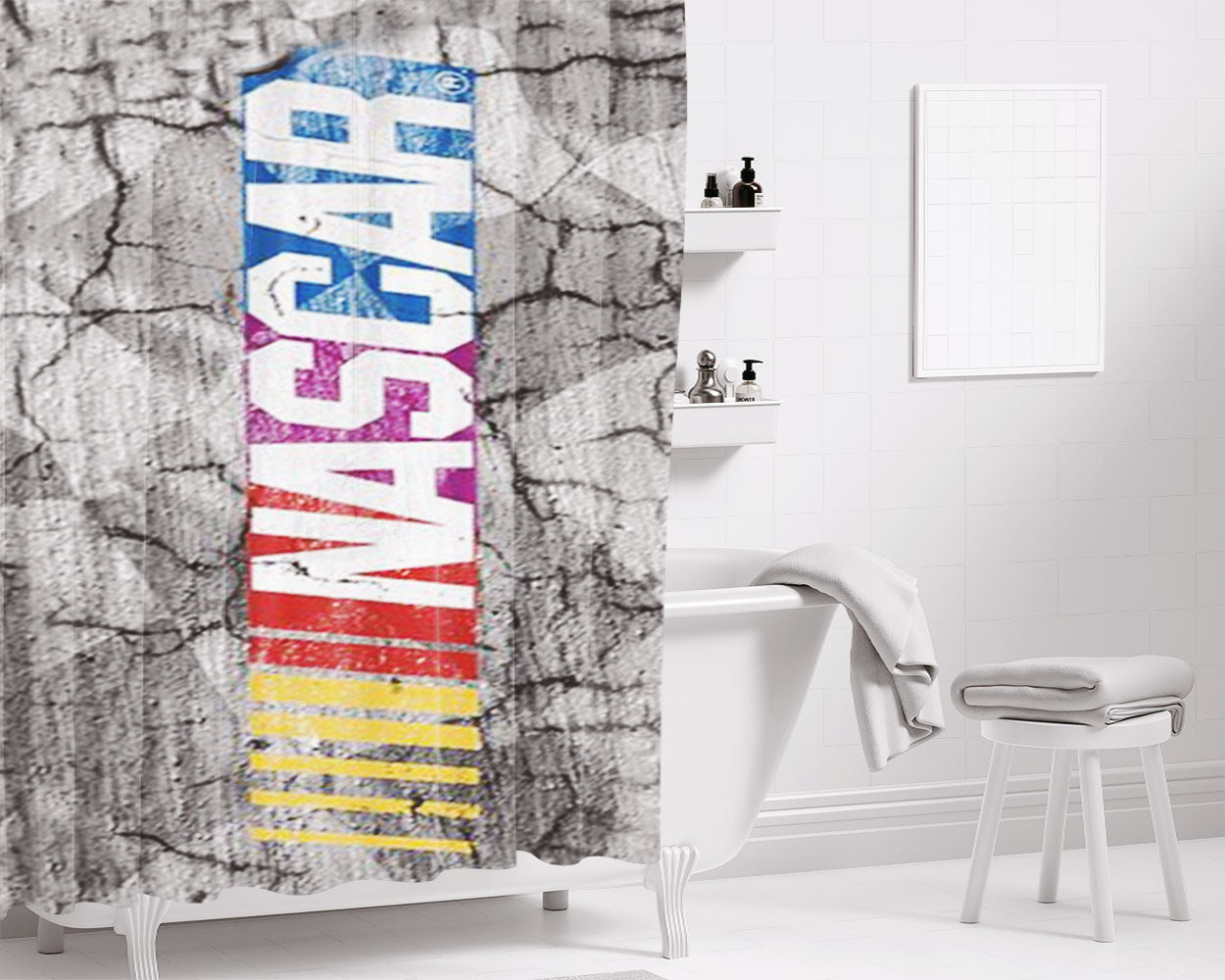 Nascar Grunge Logo Bathroom Shower Curtain Fabric Waterproof | 66 X 72 Inch