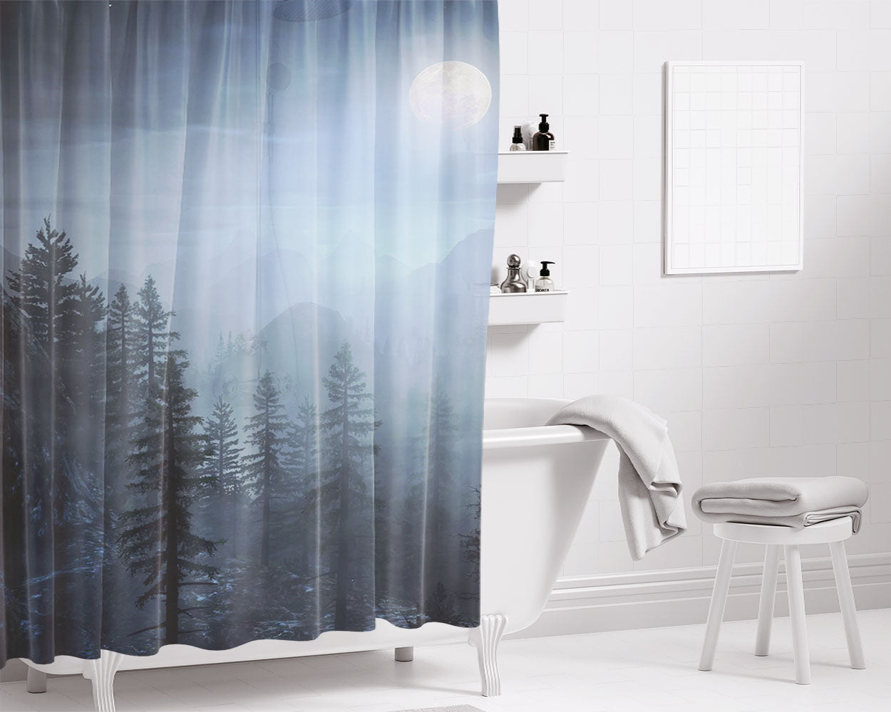 Nature Bathroom Shower Curtain Fabric Waterproof | 66 X 72 Inch