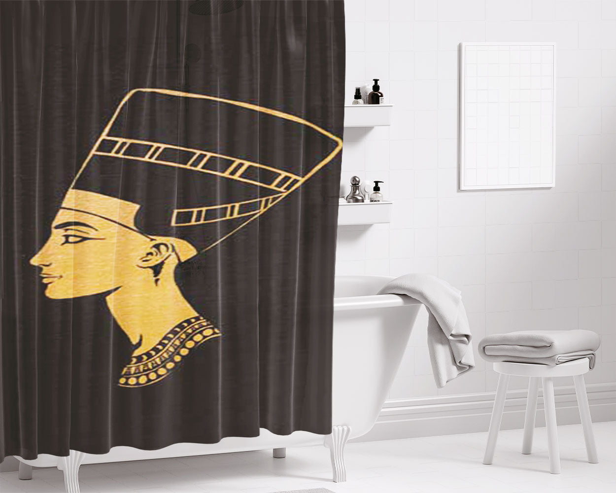 Nefertiti Gold Bathroom Shower Curtain Fabric Waterproof | 66 X 72 Inch