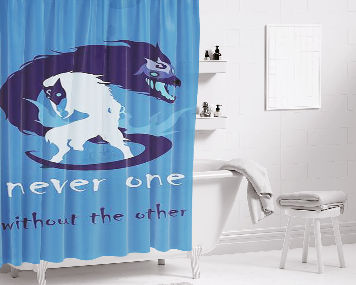 Never One Without The Other Bathroom Shower Curtain Fabric Waterproof | 66 X 72 Inch