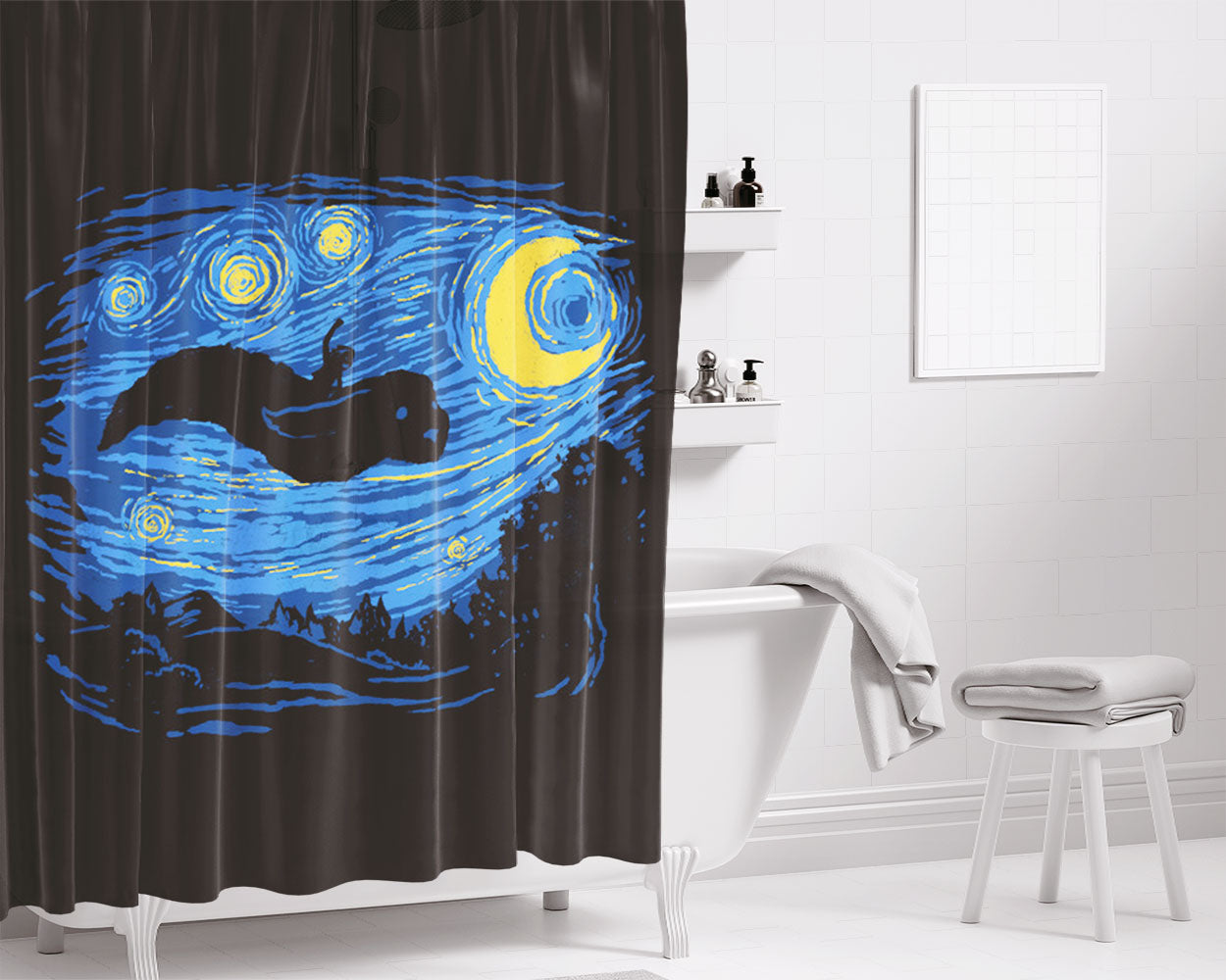Neverending Night Bathroom Shower Curtain Fabric Waterproof | 66 X 72 Inch