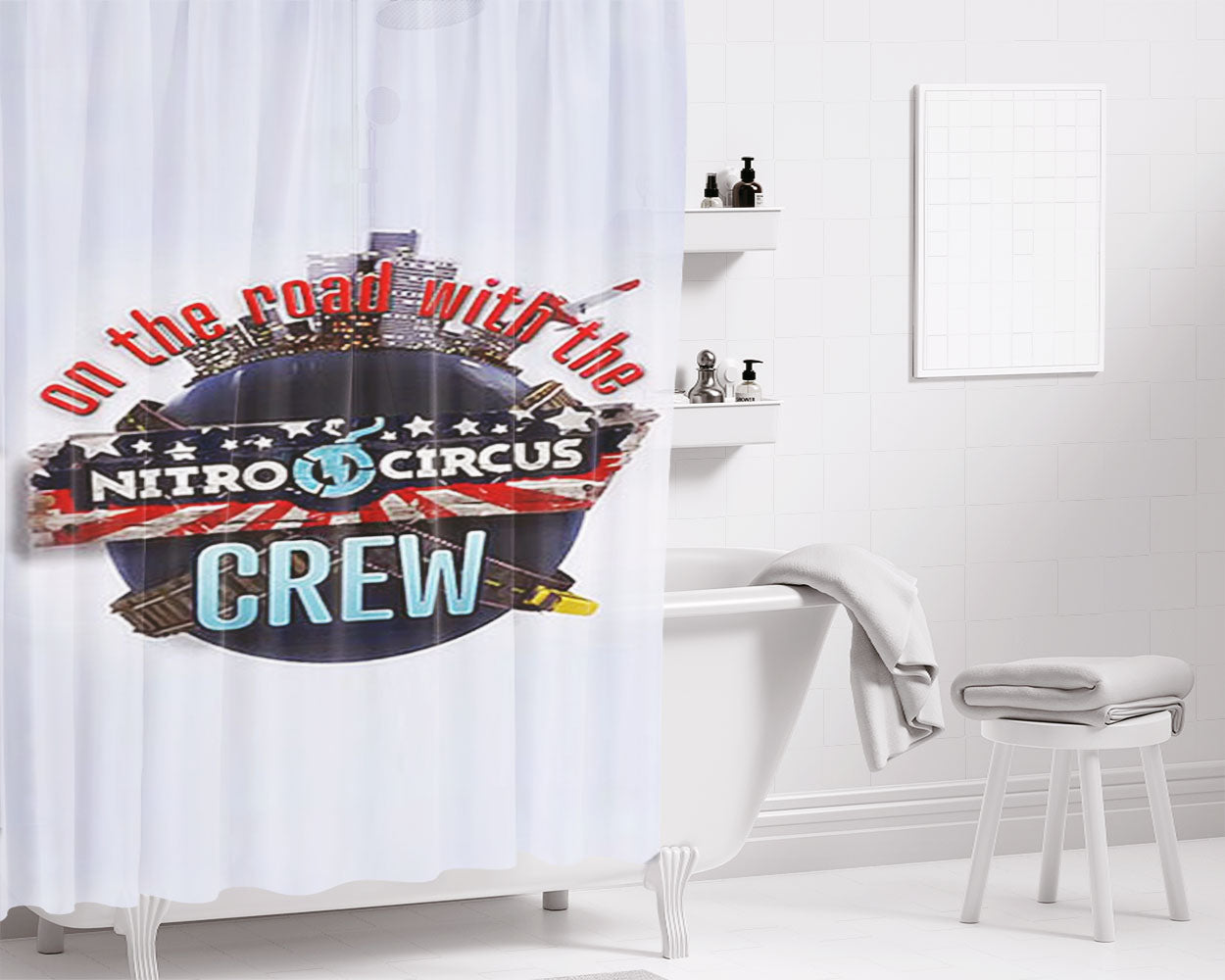 Nitro Circus Crew Bathroom Shower Curtain Fabric Waterproof | 66 X 72 Inch