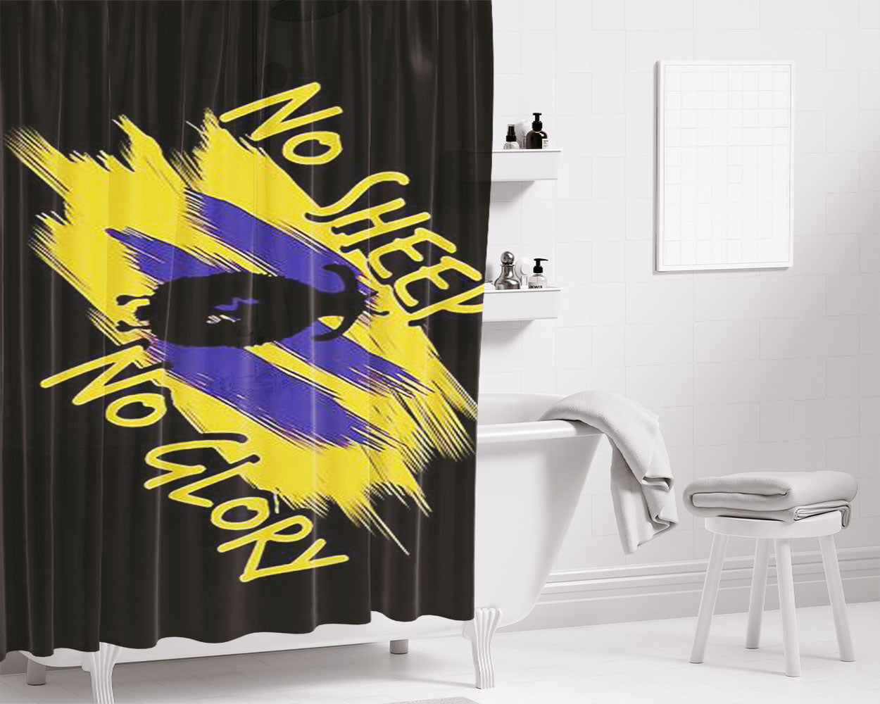 No Sheep No Glory Bathroom Shower Curtain Fabric Waterproof | 66 X 72 Inch