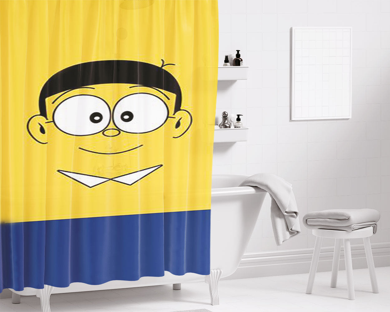 Nobita Minimalist Bathroom Shower Curtain Fabric Waterproof | 66 X 72 Inch