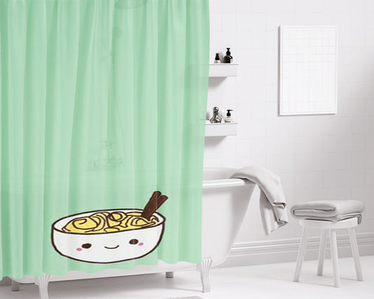 Noodles Cute Bathroom Shower Curtain Fabric Waterproof | 66 X 72 Inch