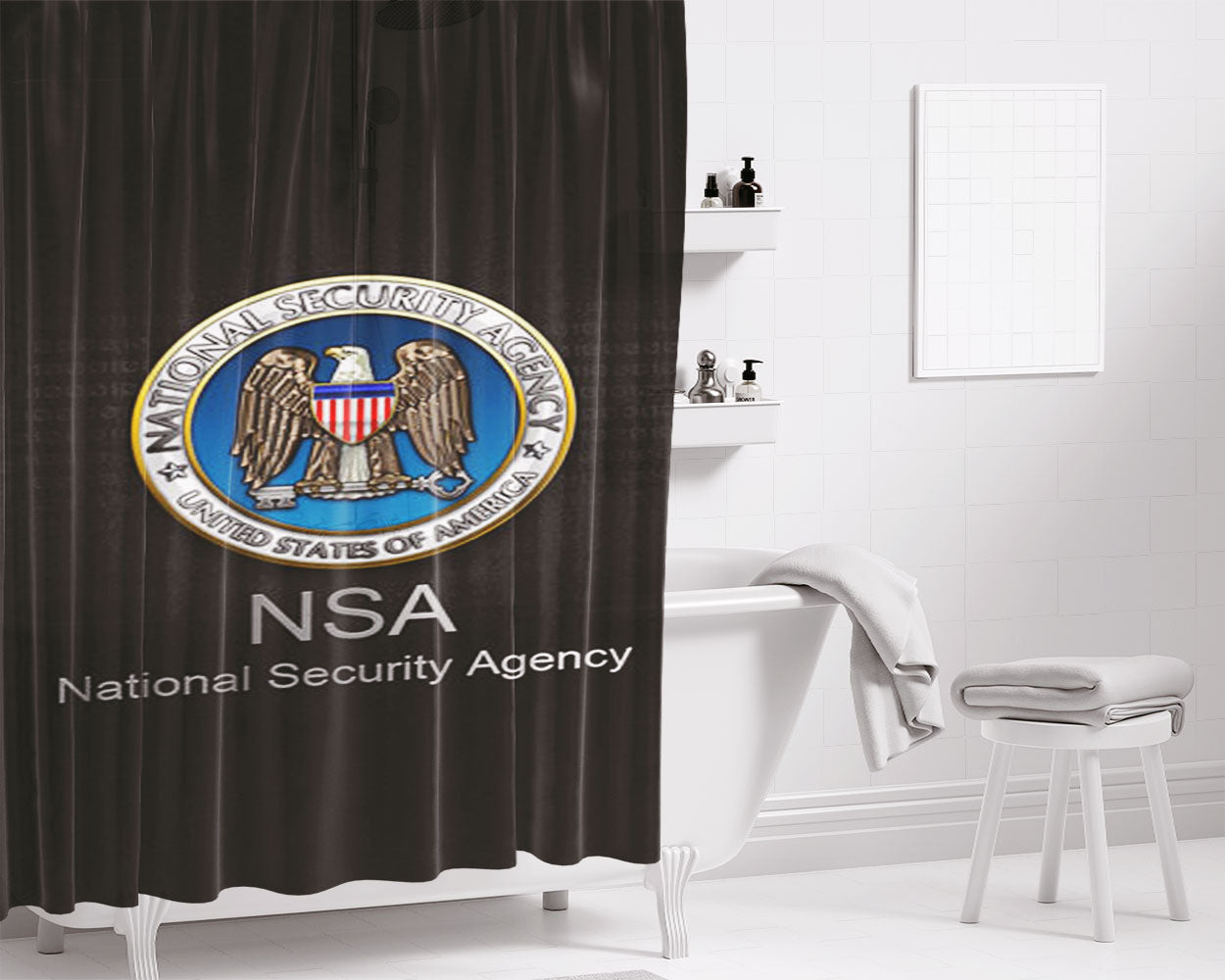 Nsa Logo Bathroom Shower Curtain Fabric Waterproof | 66 X 72 Inch