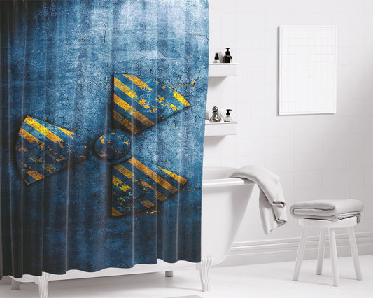 Nuclear Radioactive Logo Bathroom Shower Curtain Fabric Waterproof | 66 X 72 Inch