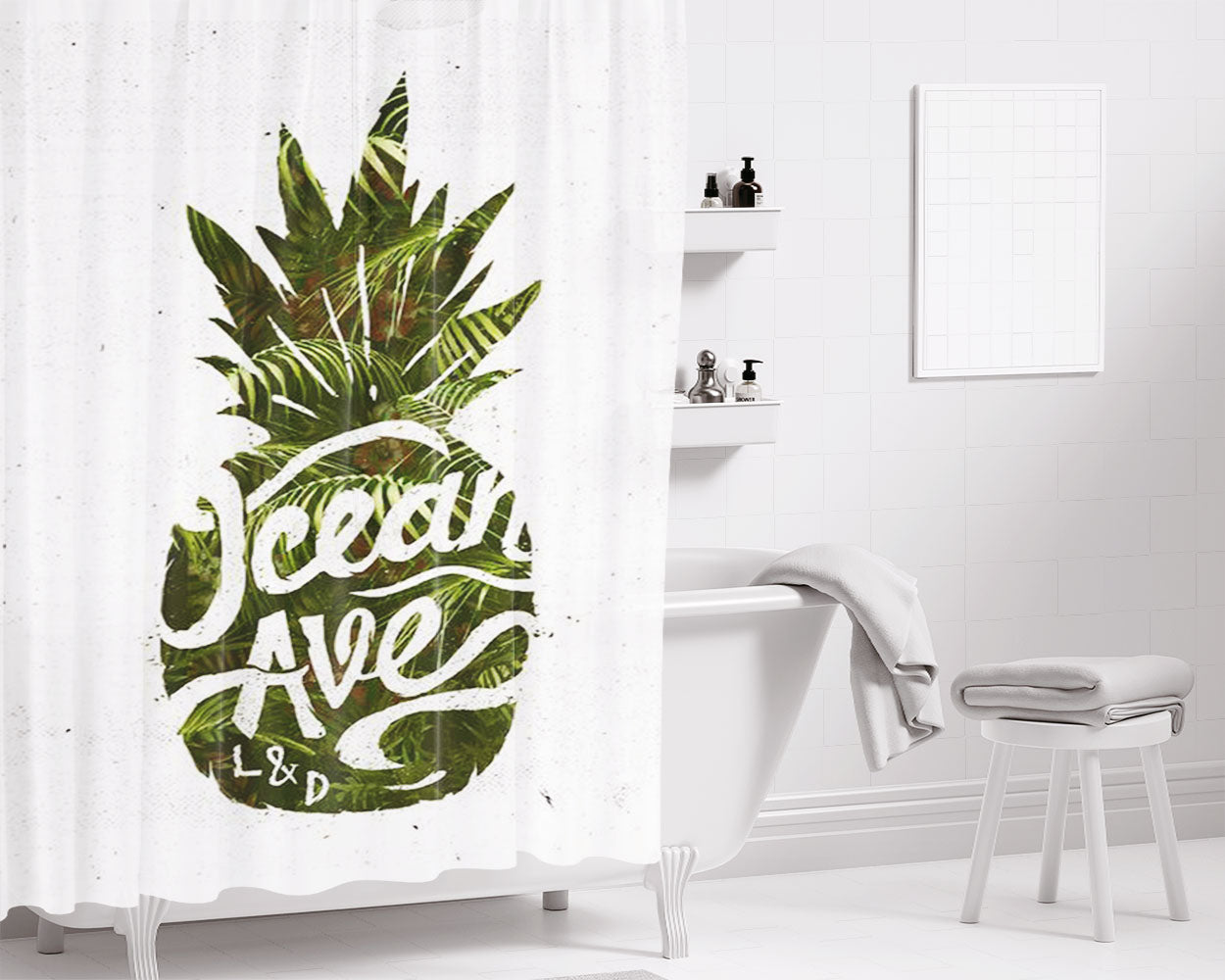 Ocean L & D Bathroom Shower Curtain Fabric Waterproof | 66 X 72 Inch