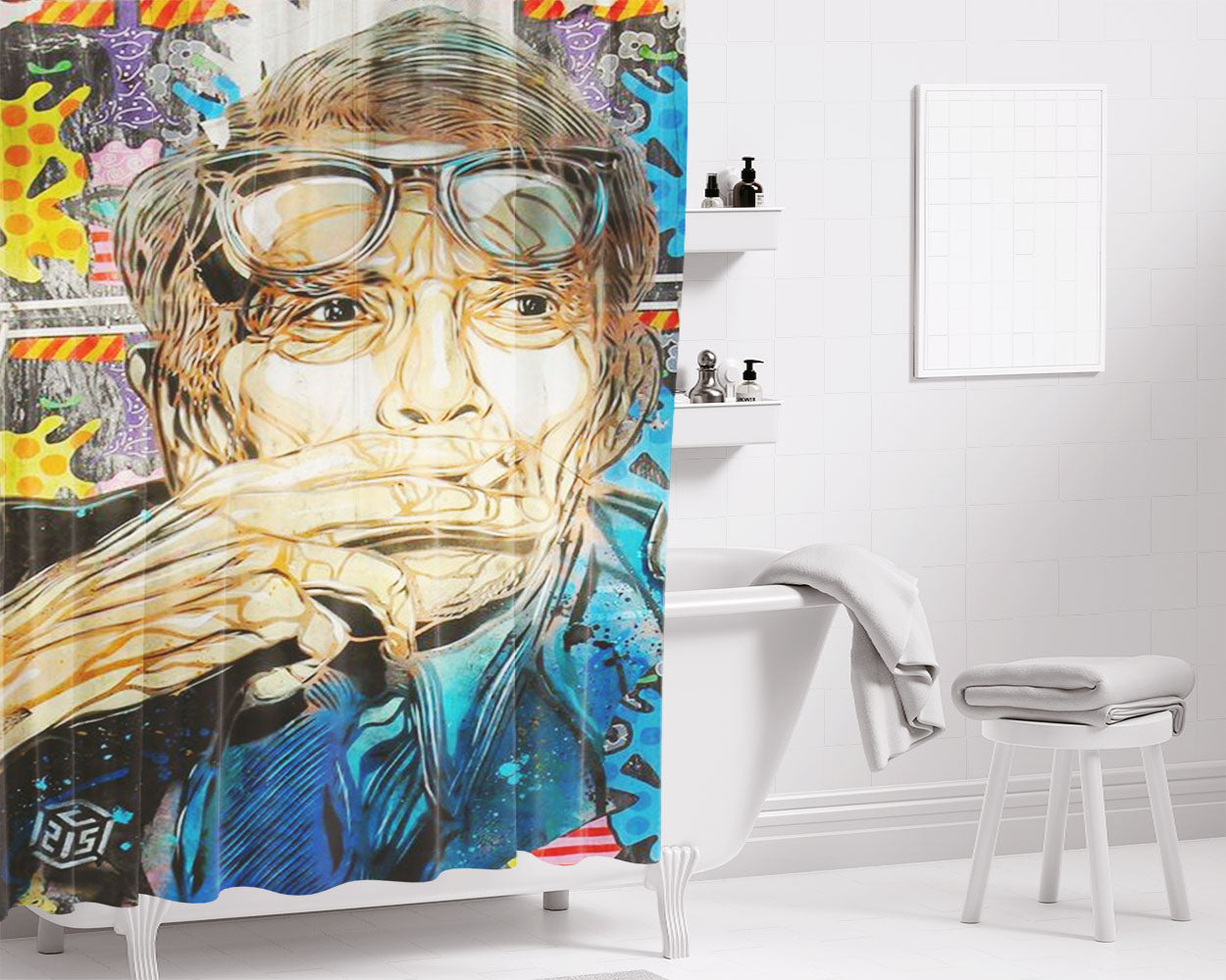 Old Smoke Art Mural Bathroom Shower Curtain Fabric Waterproof | 66 X 72 Inch