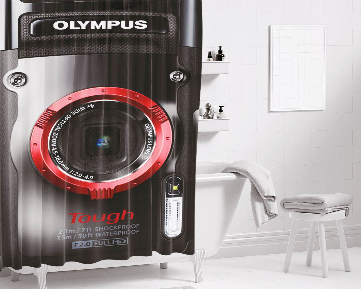 Olympus Stylus Tg 2 Ihs Digital Camera Bathroom Shower Curtain Fabric Waterproof | 66 X 72 Inch